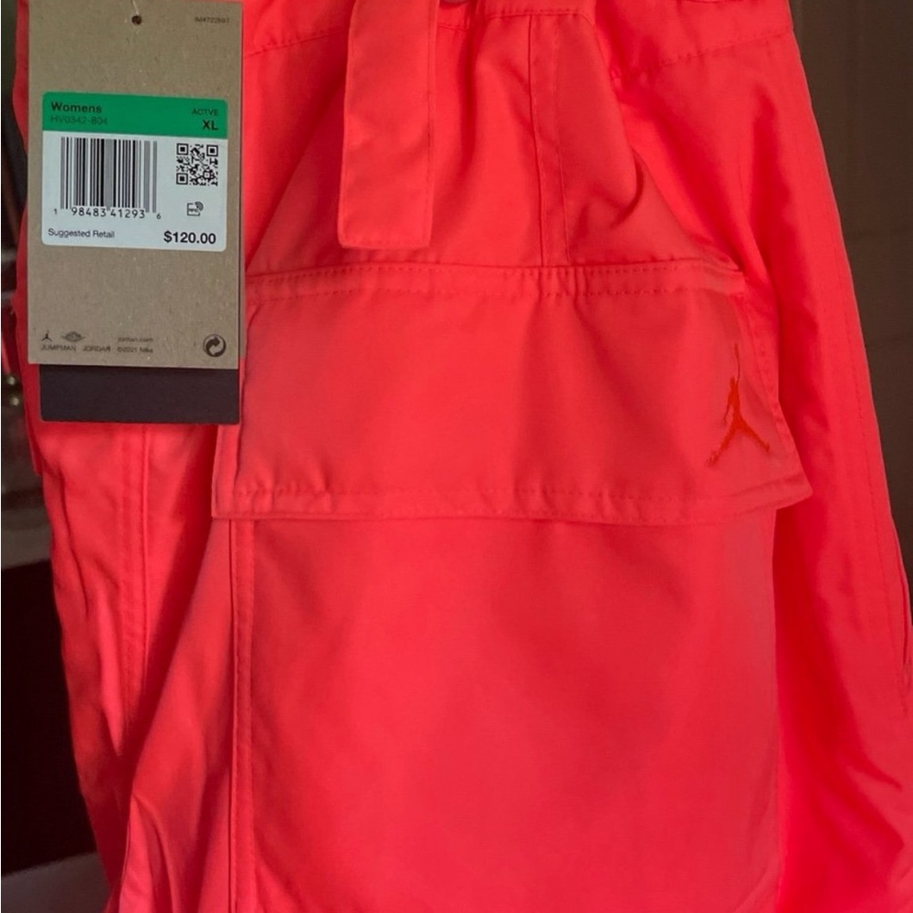 Jordan Wide-Leg Cargo Pants in Neon Coral - Picture 6 of 7